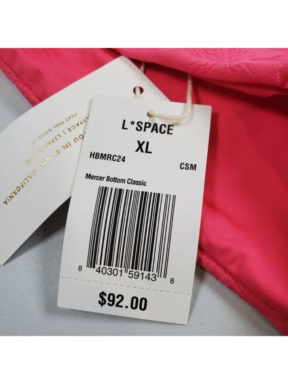 L*Space Mercer Classic Bikini Bottom Size XL NWT Swimwear Low Waist Pink